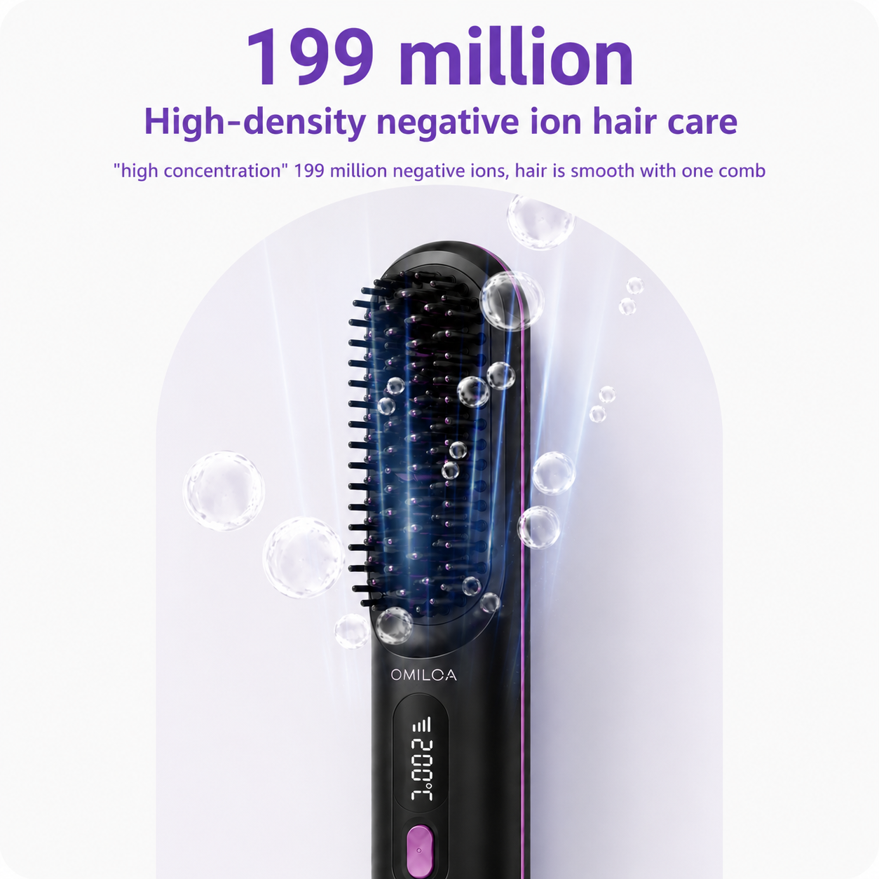 GlideStyle Pro negative ion technology diagram for smooth hair