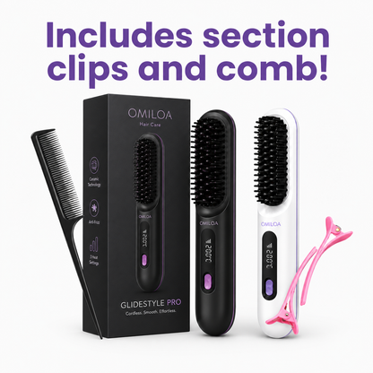 Free hair clips and tail comb included with GlideStyle Pro