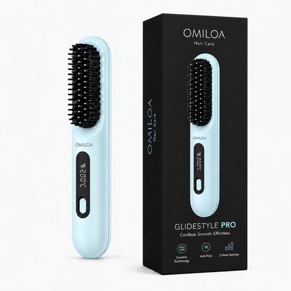 GlideStyle Pro cordless hair straightener in blue packaging