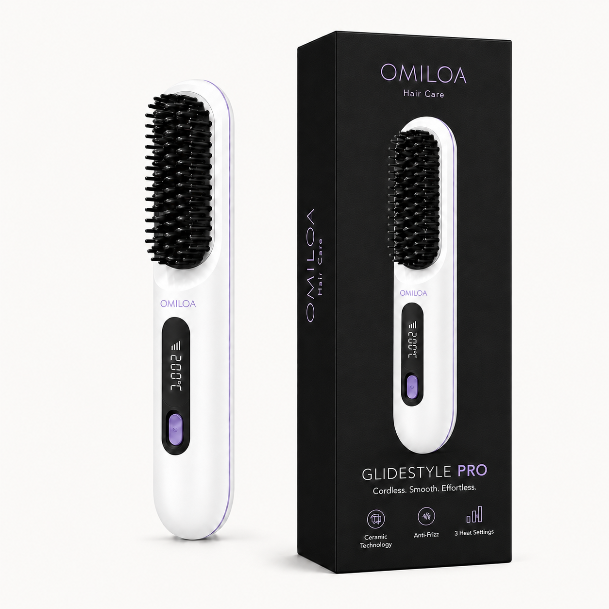 GlideStyle Pro cordless hair straightener in white packaging