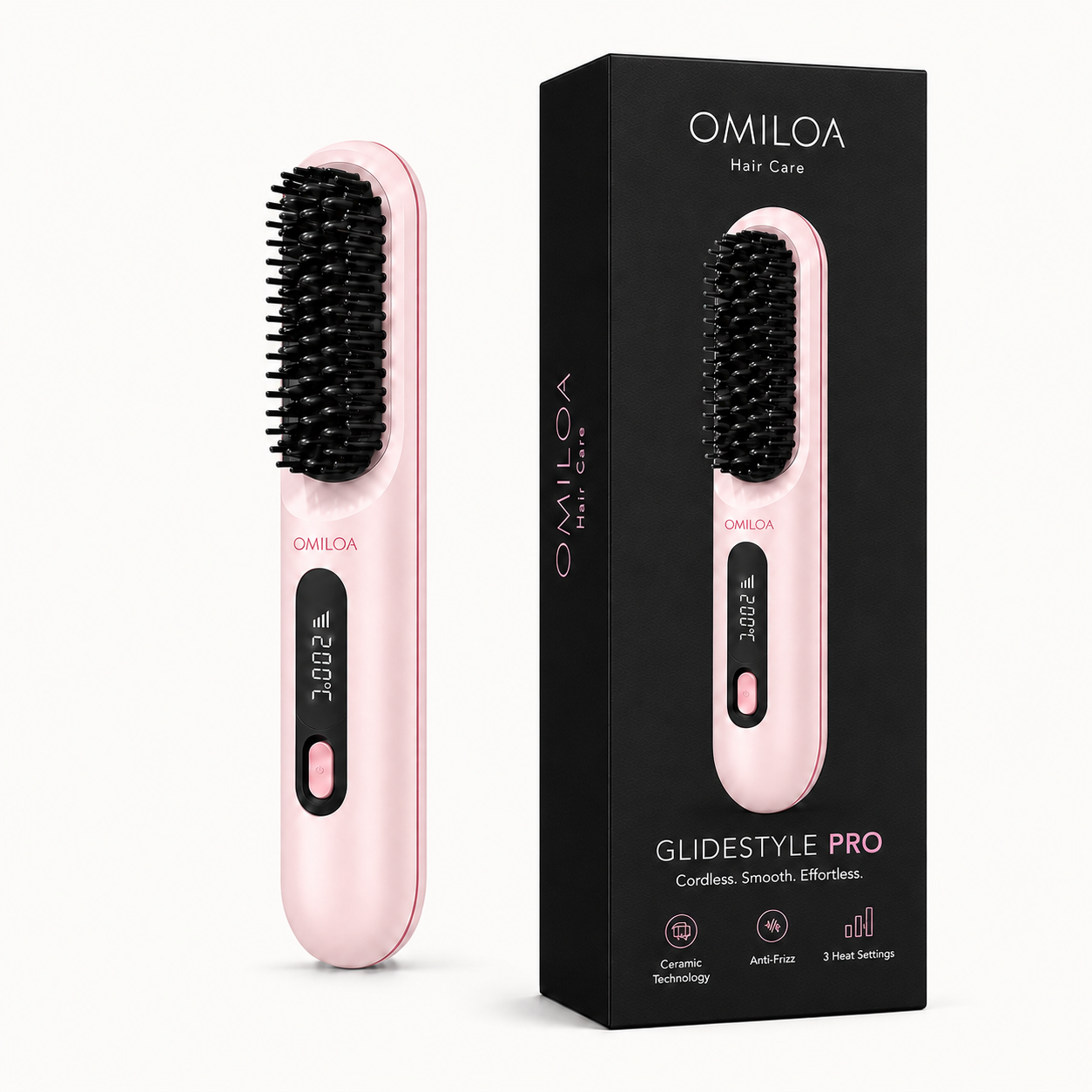 GlideStyle Pro cordless hair straightener in pink packaging