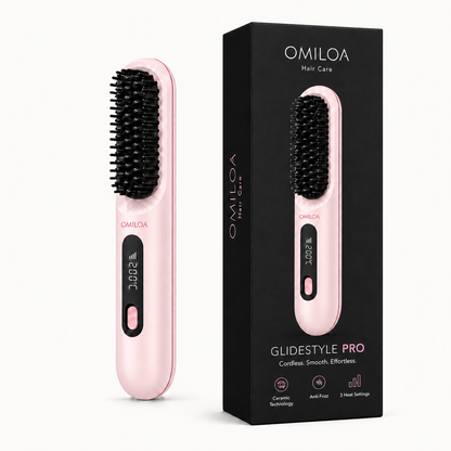 GlideStyle Pro cordless hair straightener in pink packaging