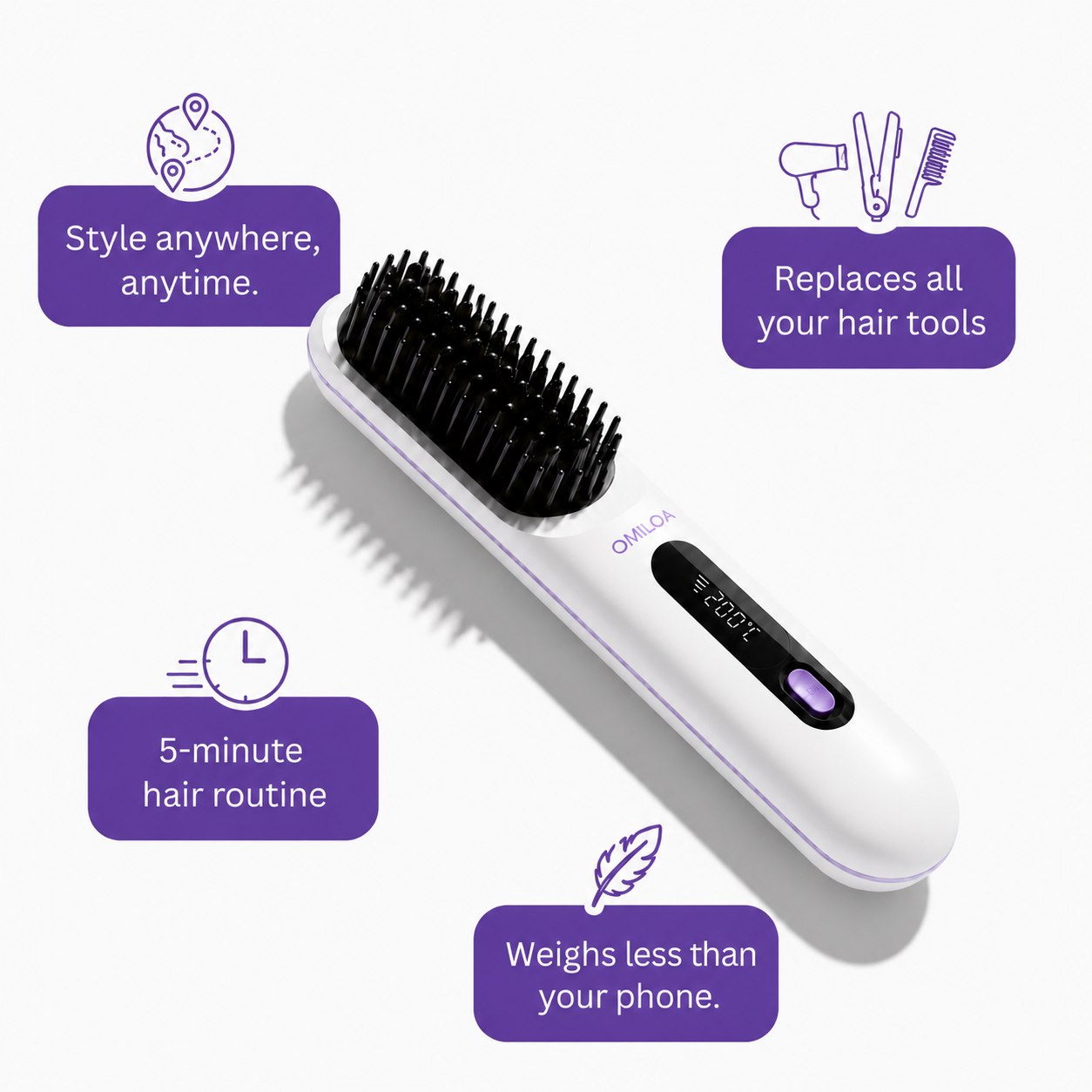 GlideStyle Pro cordless straightener key benefits cordless ceramic plates adjustable heat